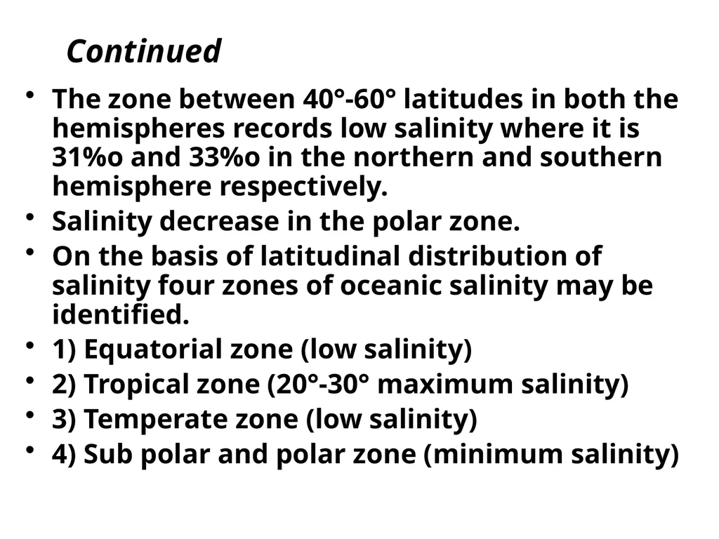 SALINITY Salinity is defined as the ratio between - slide 8 of 11