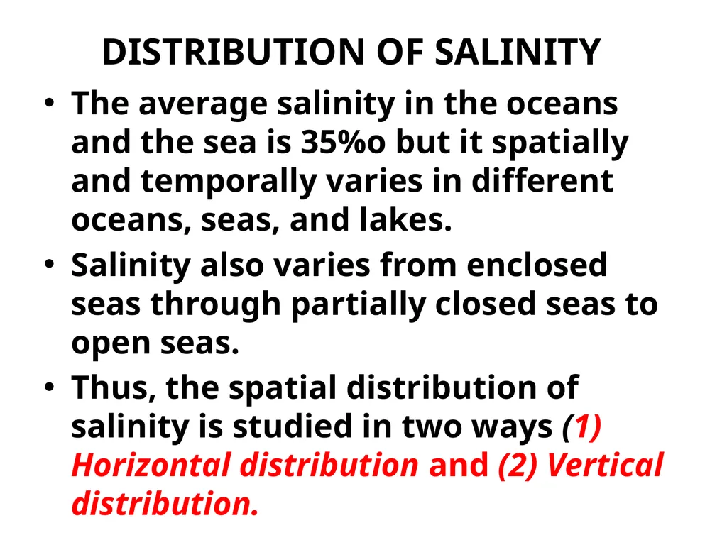 SALINITY Salinity is defined as the ratio between - slide 6 of 11