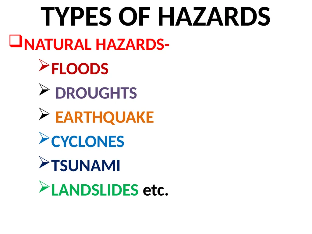 ENVIRONMENTAL HAZARDS & DISASTER HAZARD “AGENT - slide 3 of 7