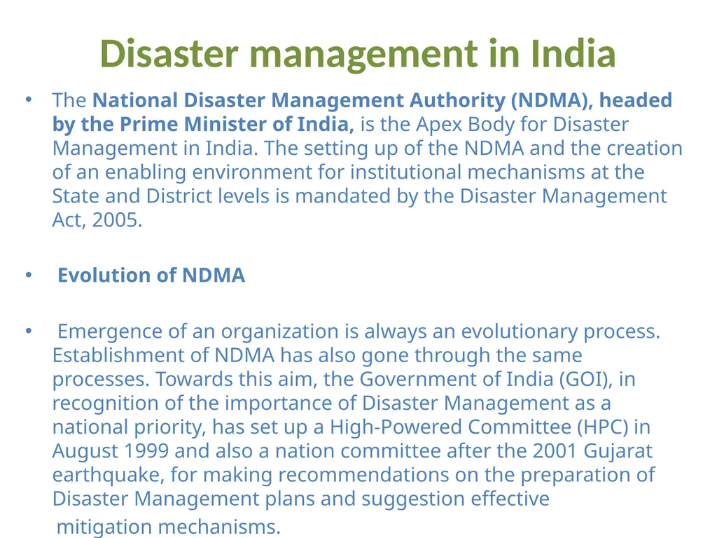 DISASTER MANAGEMENT The Disaster is a sudden, - slide 9 of 22