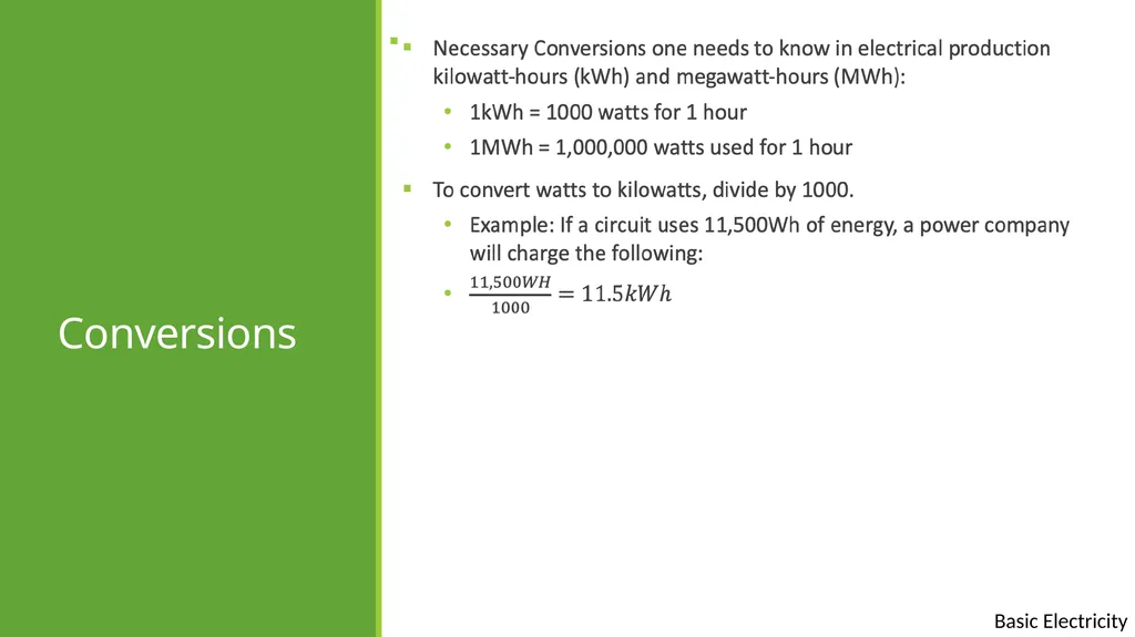 Basic Electricity Basic electrical concepts Except - slide 14 of 21
