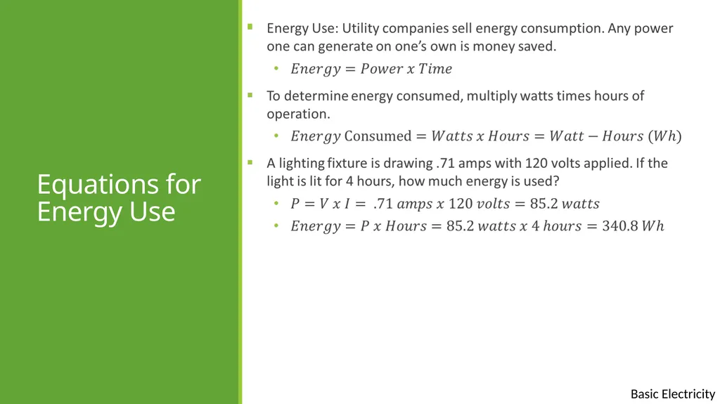 Basic Electricity Basic electrical concepts Except - slide 13 of 21
