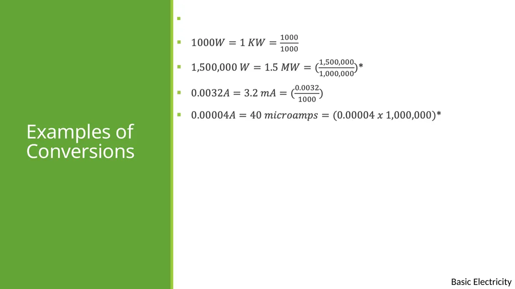 Basic Electricity Basic electrical concepts Except - slide 16 of 21