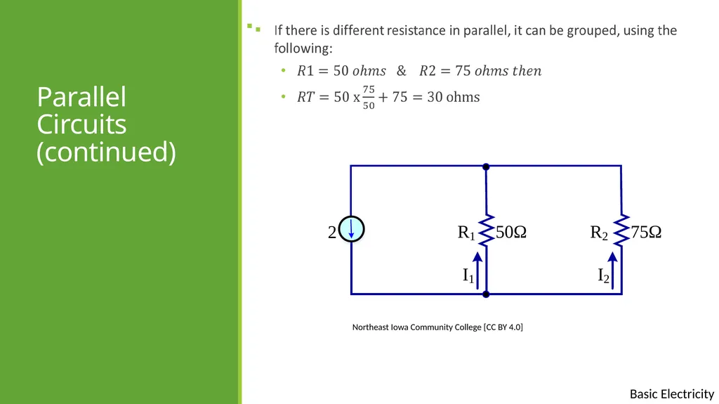Basic Electricity Basic electrical concepts Except - slide 19 of 21