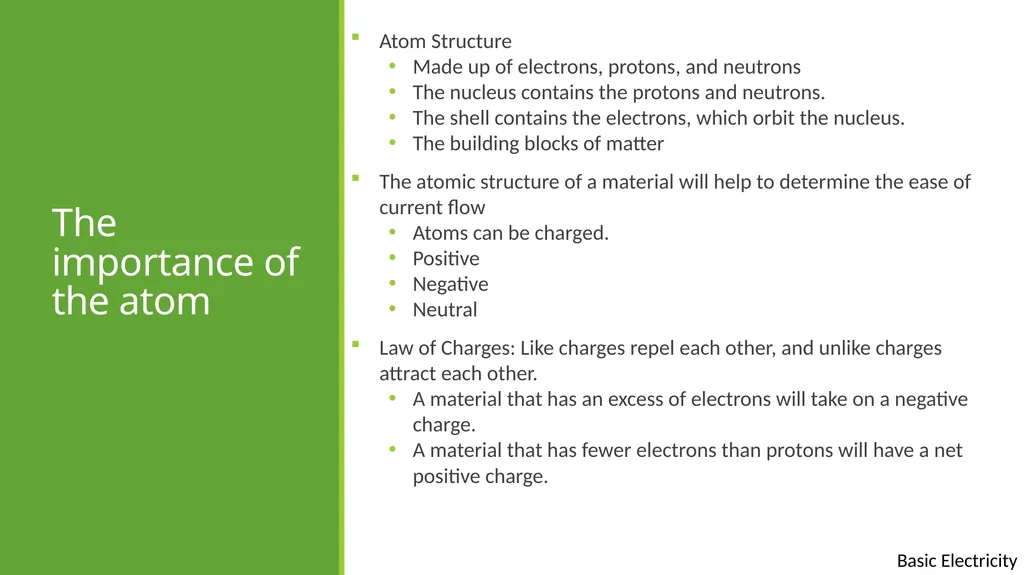 Basic Electricity Basic electrical concepts Except - slide 3 of 21