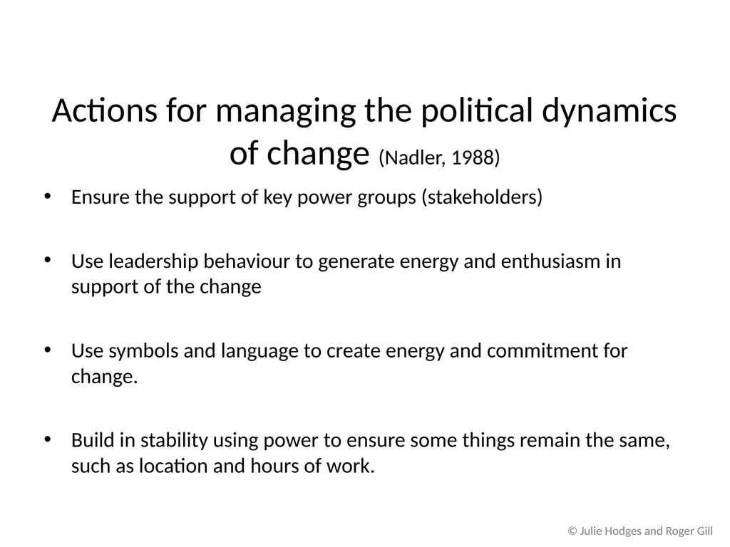 © Julie Hodges and Roger Gill Chapter 12 Power, - slide 9 of 18