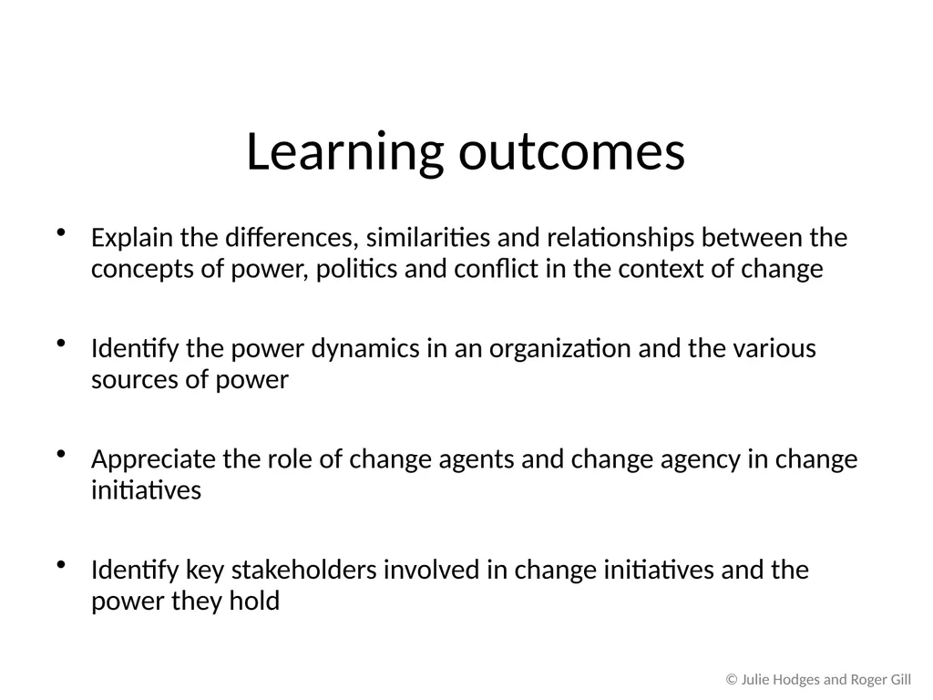 © Julie Hodges and Roger Gill Chapter 12 Power, - slide 3 of 18