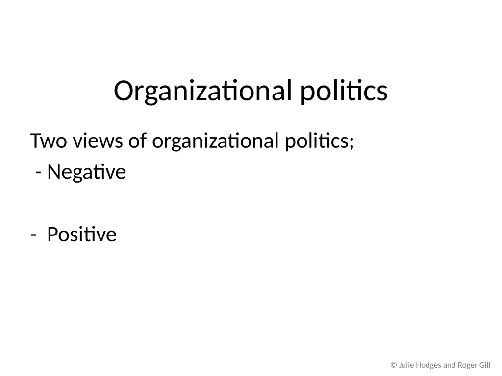 © Julie Hodges and Roger Gill Chapter 12 Power, - slide 8 of 18