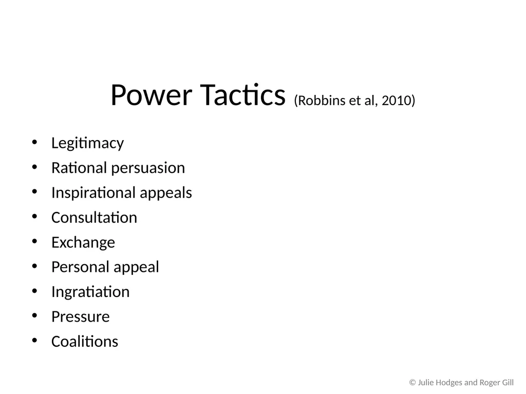 © Julie Hodges and Roger Gill Chapter 12 Power, - slide 7 of 18