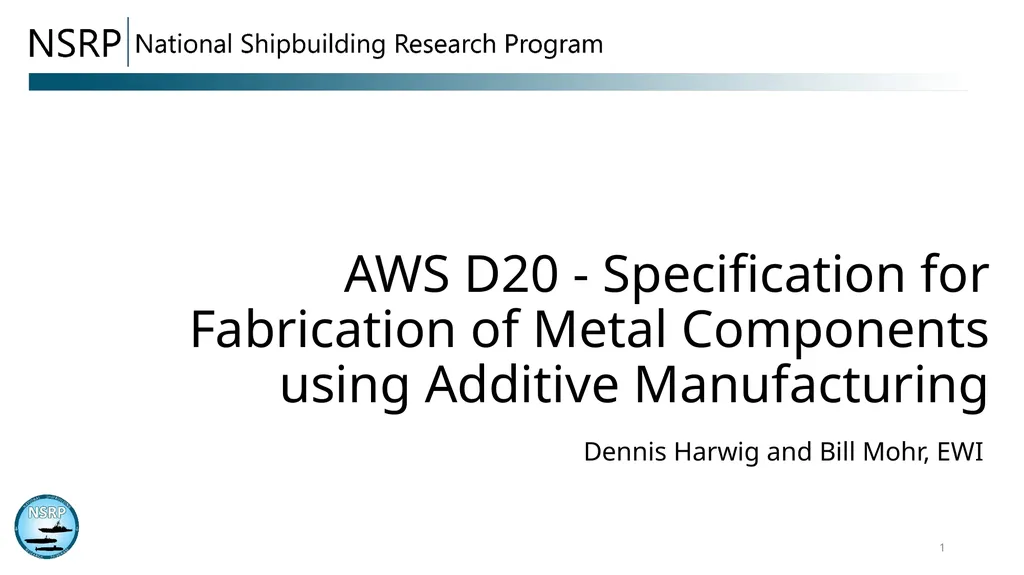 AWS D20 - Specification for Fabrication of Metal - slide 1 of 20