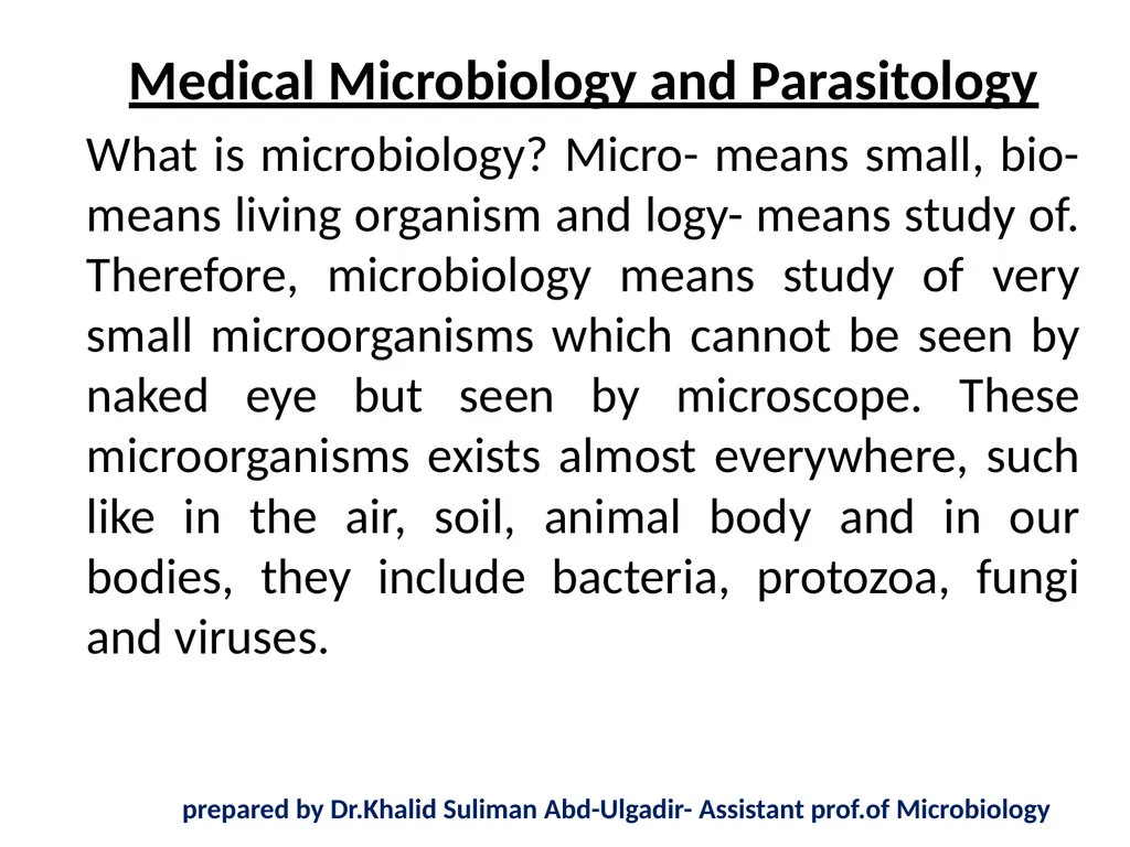 Course name: Microbiology & Parasitology Lecture - slide 2 of 16