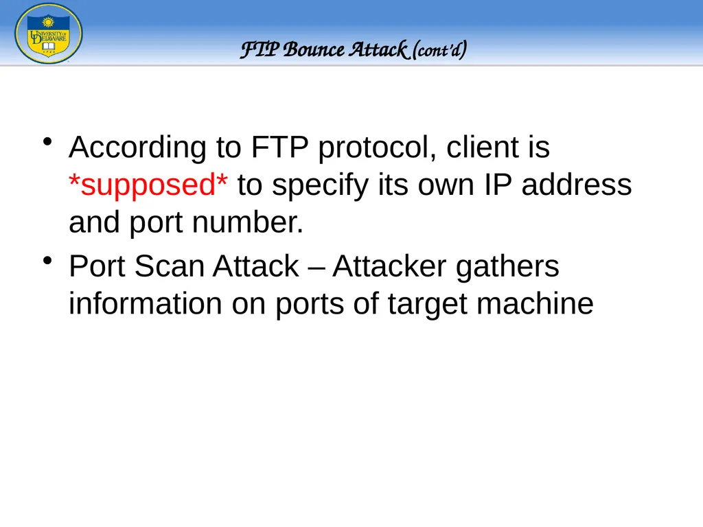 FTP - File Transfer Protocol TFTP – Trivial FTP - slide 28 of 30