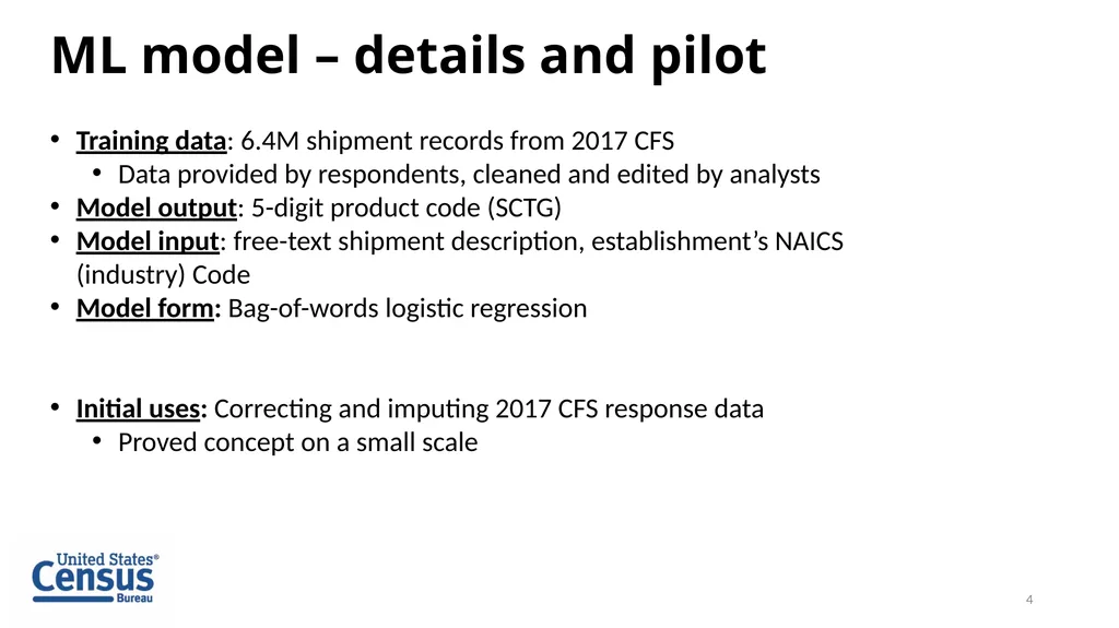 Machine Learning and the Commodity Flow Survey - slide 4 of 15