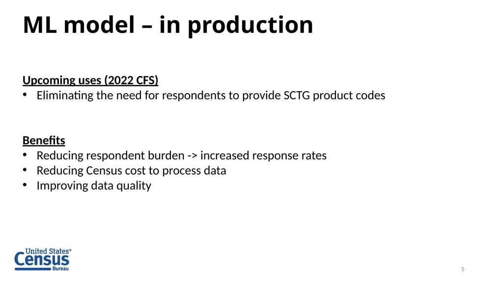 Machine Learning and the Commodity Flow Survey - slide 5 of 15