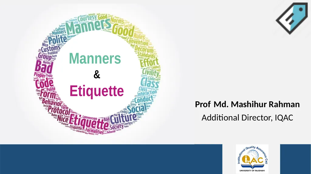 Prof Md. Mashihur Rahman Additional Director, IQAC