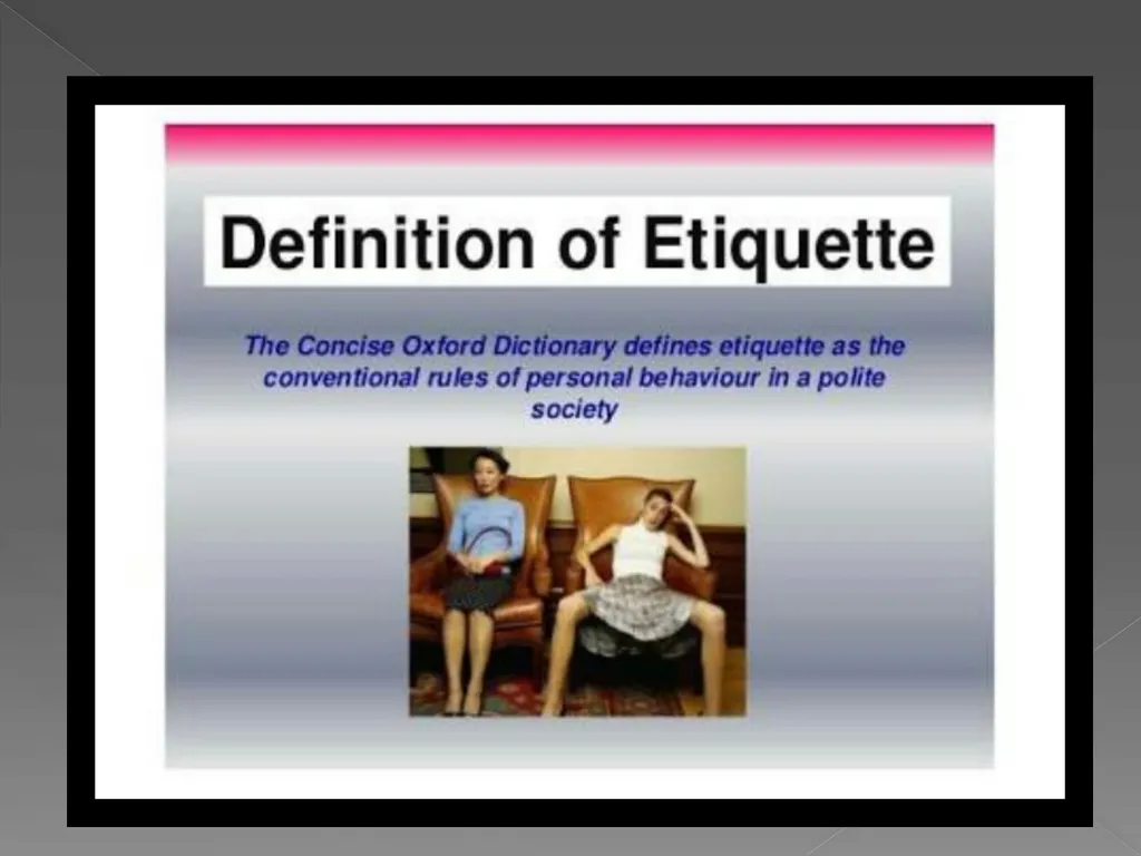 Etiquette and Manners Unit 4-1 A man should follow - slide 4 of 12