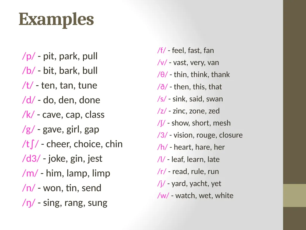 CLASSIFICATION OF CONSONANTS ACCORDING TO MANNER - slide 15 of 17