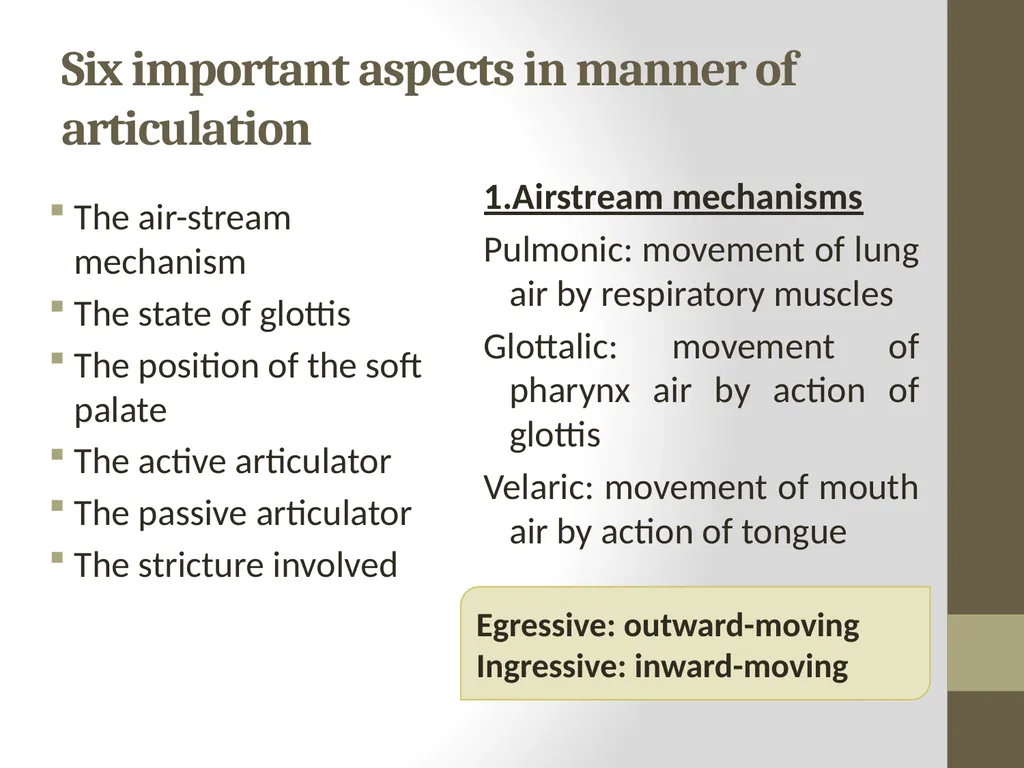 CLASSIFICATION OF CONSONANTS ACCORDING TO MANNER - slide 4 of 17