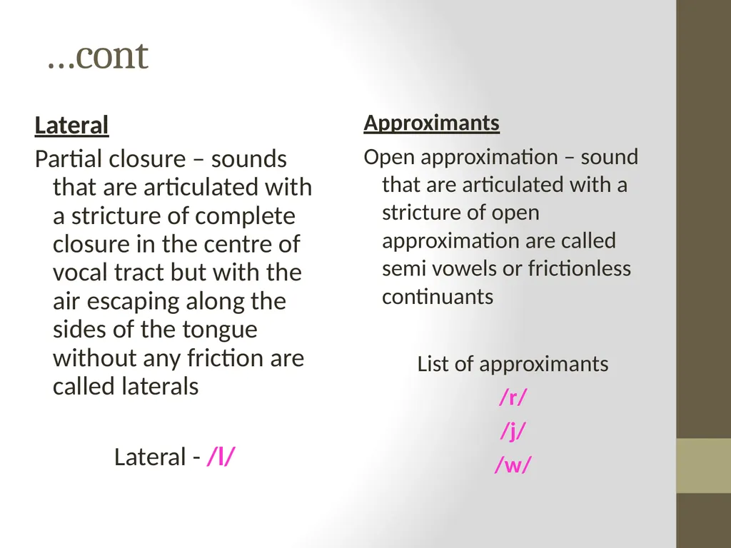 CLASSIFICATION OF CONSONANTS ACCORDING TO MANNER - slide 12 of 17