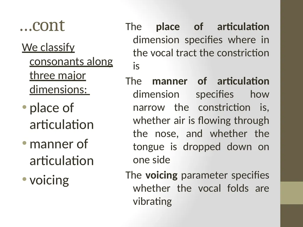 CLASSIFICATION OF CONSONANTS ACCORDING TO MANNER - slide 3 of 17