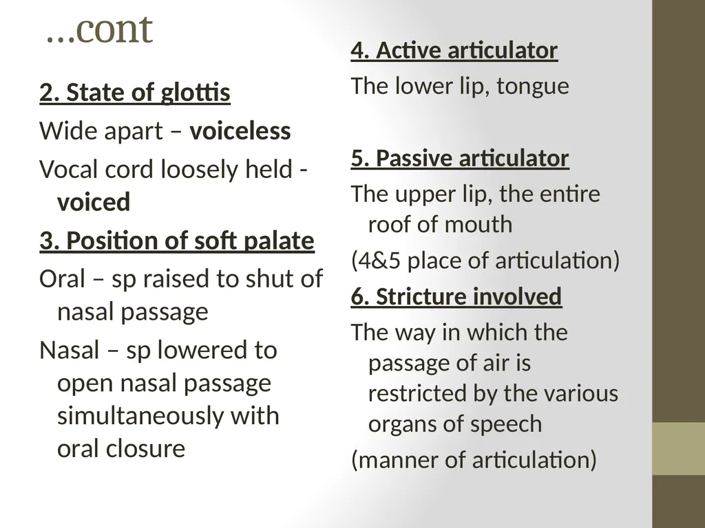 CLASSIFICATION OF CONSONANTS ACCORDING TO MANNER - slide 5 of 17