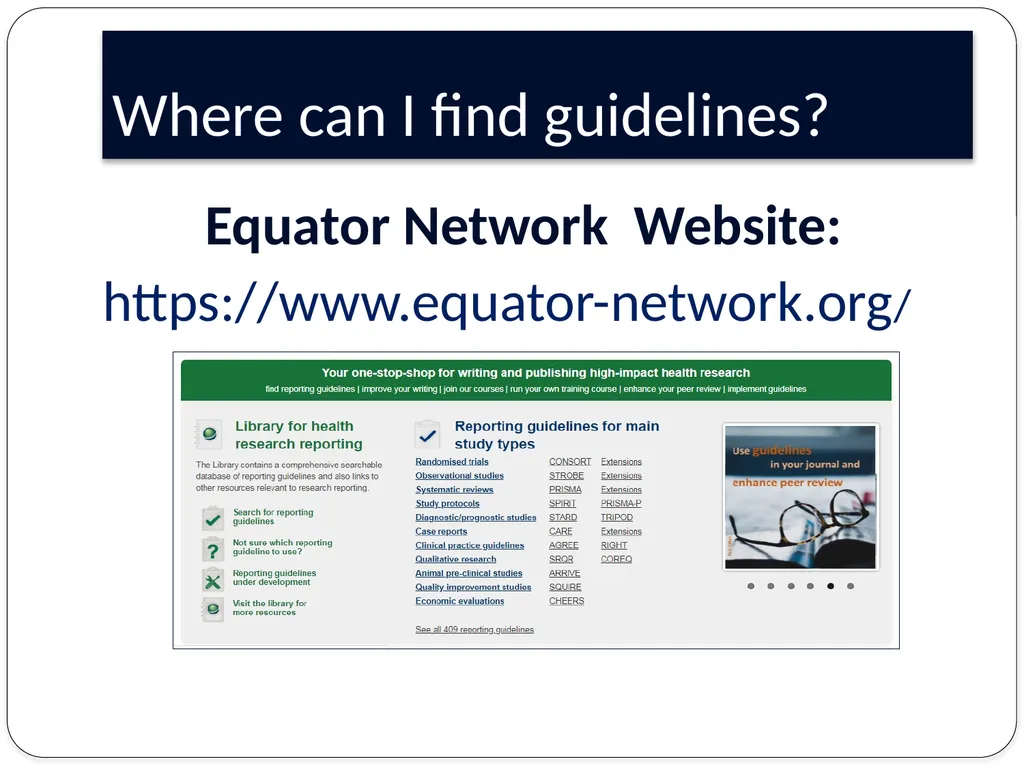 Guidelines for research reporting Finding the - slide 12 of 17