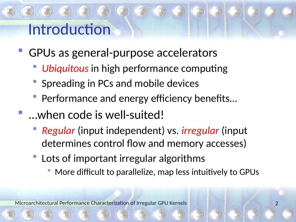 Microarchitectural Performance Characterization of - slide 2 of 26