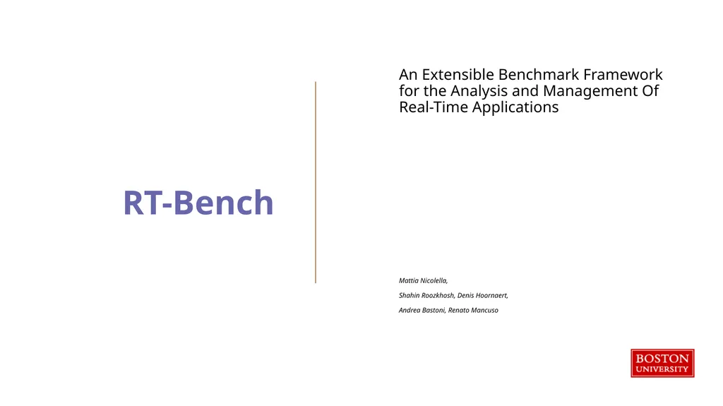 RT-Bench An Extensible Benchmark Framework for the - slide 1 of 15