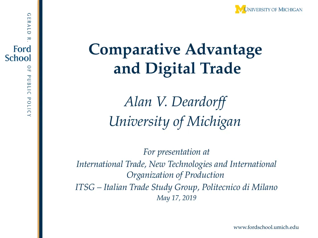 Comparative Advantage and Digital Trade Alan V.