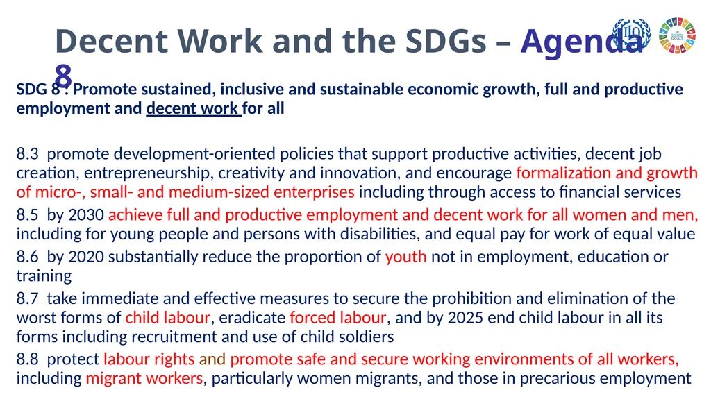 Achieving Decent Work Strategic directions of the - slide 10 of 15