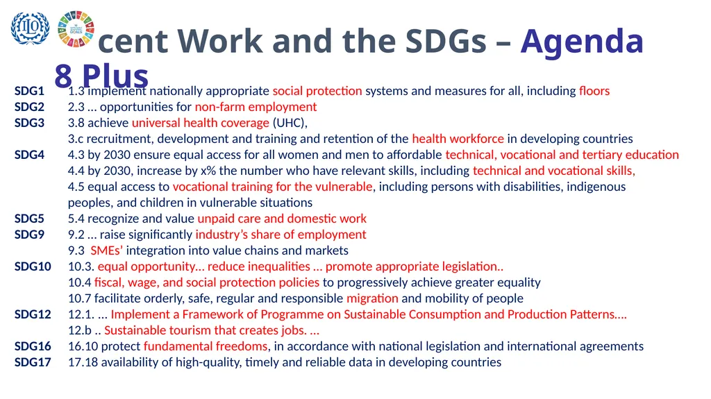 Achieving Decent Work Strategic directions of the - slide 11 of 15