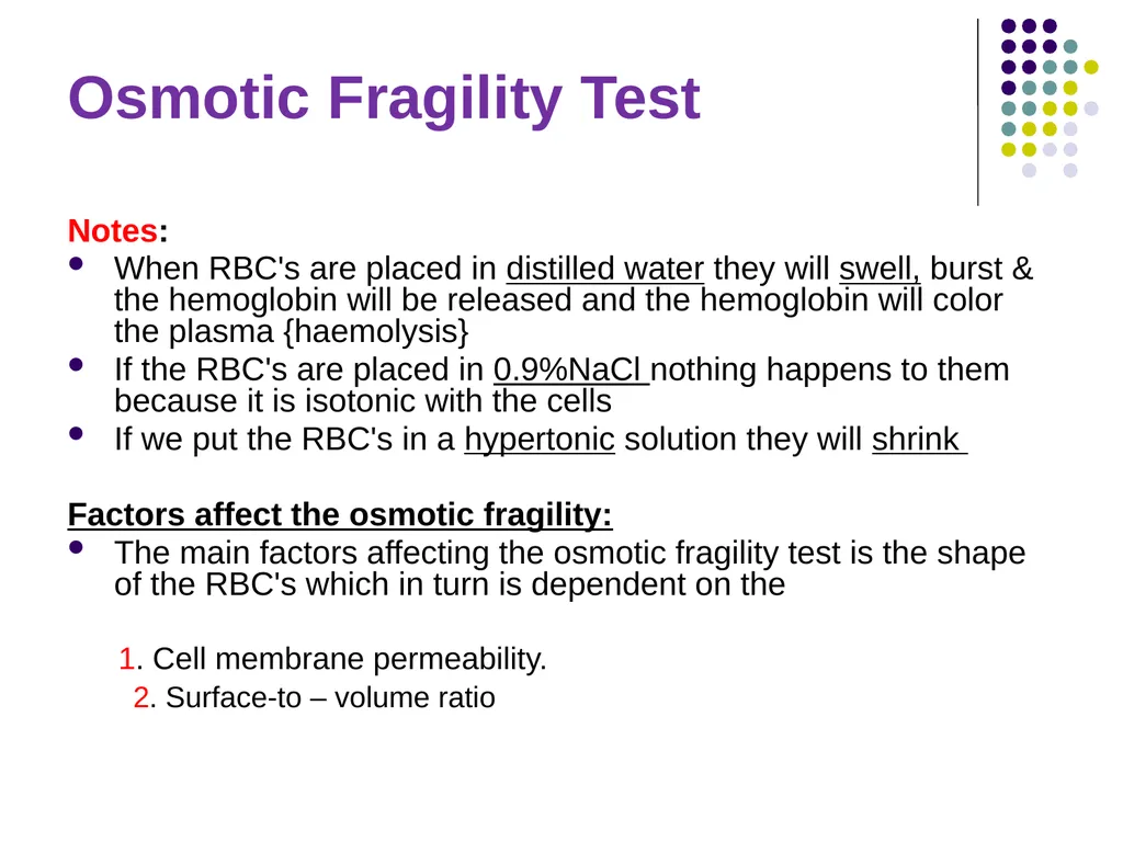 Osmotic Fragility Test Physiology Lab-3 Practical - slide 10 of 22