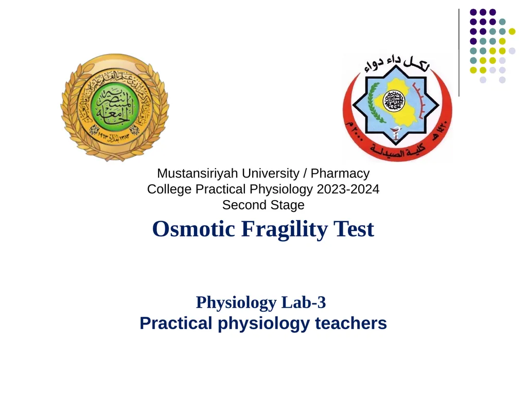 Osmotic Fragility Test Physiology Lab-3 Practical - slide 1 of 22