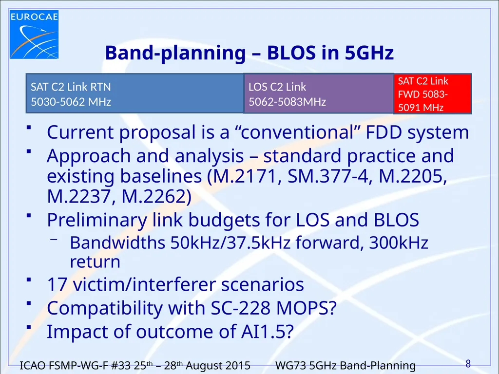 5GHz Band Planning for RPAS CNPC Update on Work in - slide 8 of 11
