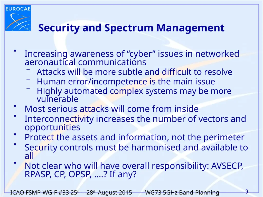 5GHz Band Planning for RPAS CNPC Update on Work in - slide 9 of 11
