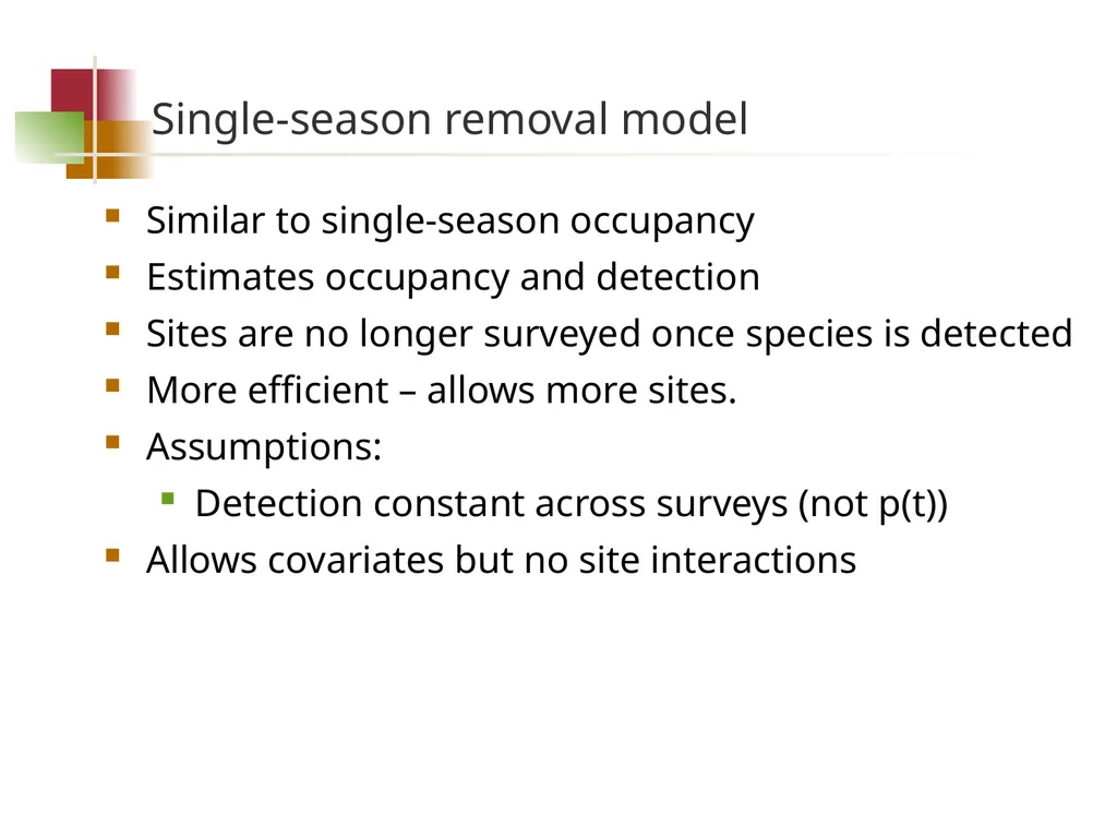 Species interaction models Goal Determine whether - slide 20 of 26