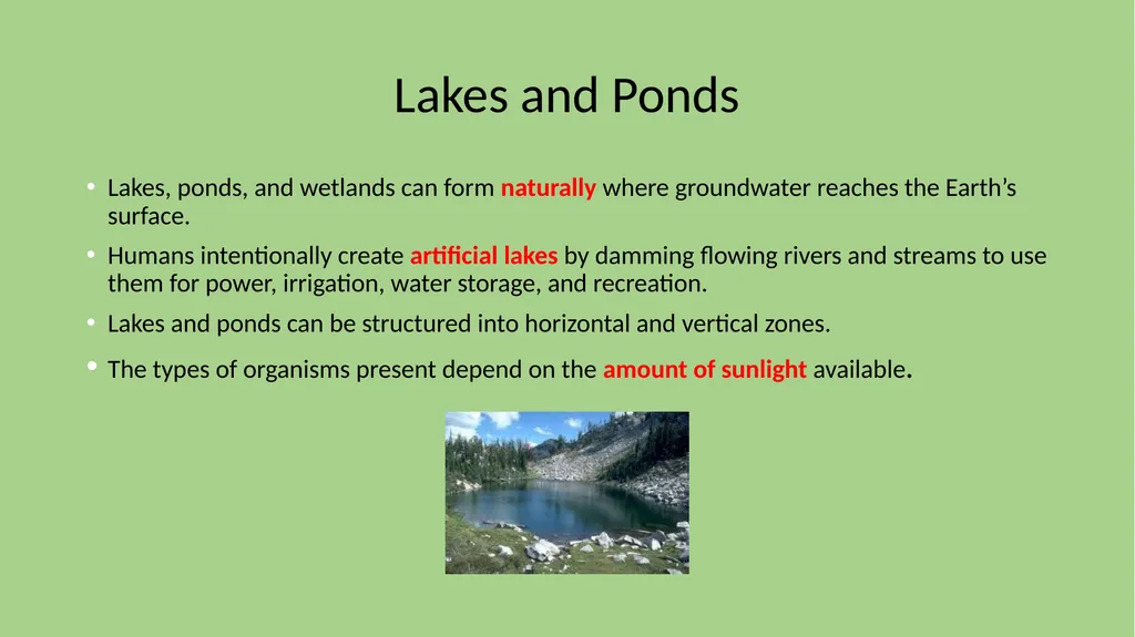 Chapter 7 Section 1 Freshwater Biomes Freshwater - slide 5 of 24
