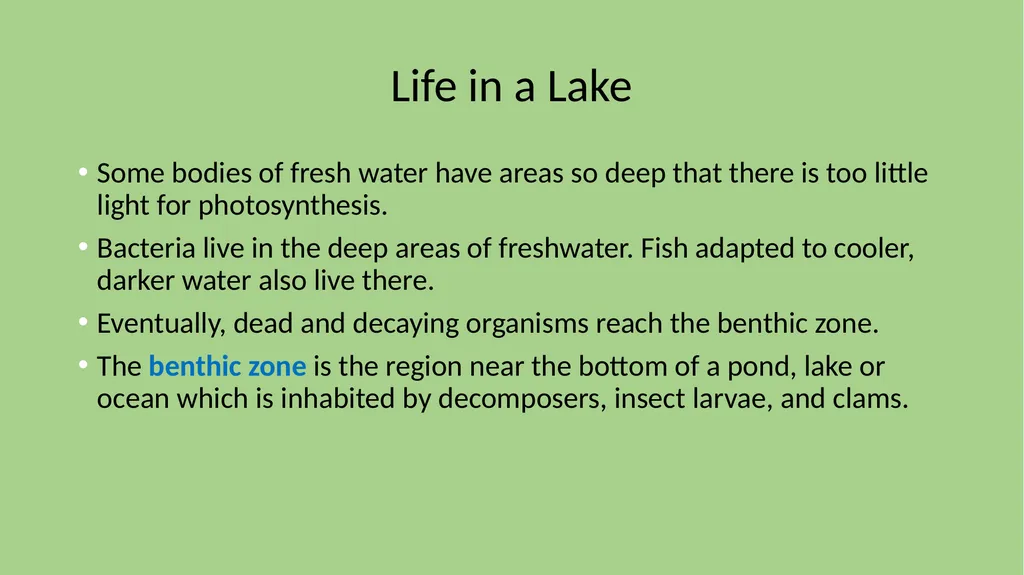 Chapter 7 Section 1 Freshwater Biomes Freshwater - slide 7 of 24
