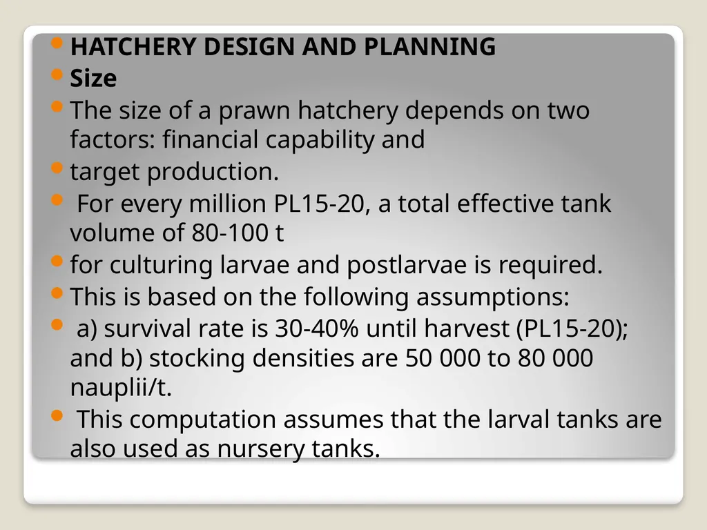 Fish hatchery Presented by K.sridhar Hatchery - slide 15 of 35