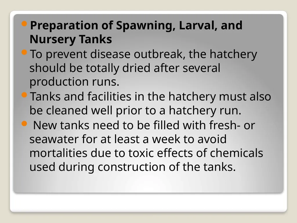 Fish hatchery Presented by K.sridhar Hatchery - slide 28 of 35