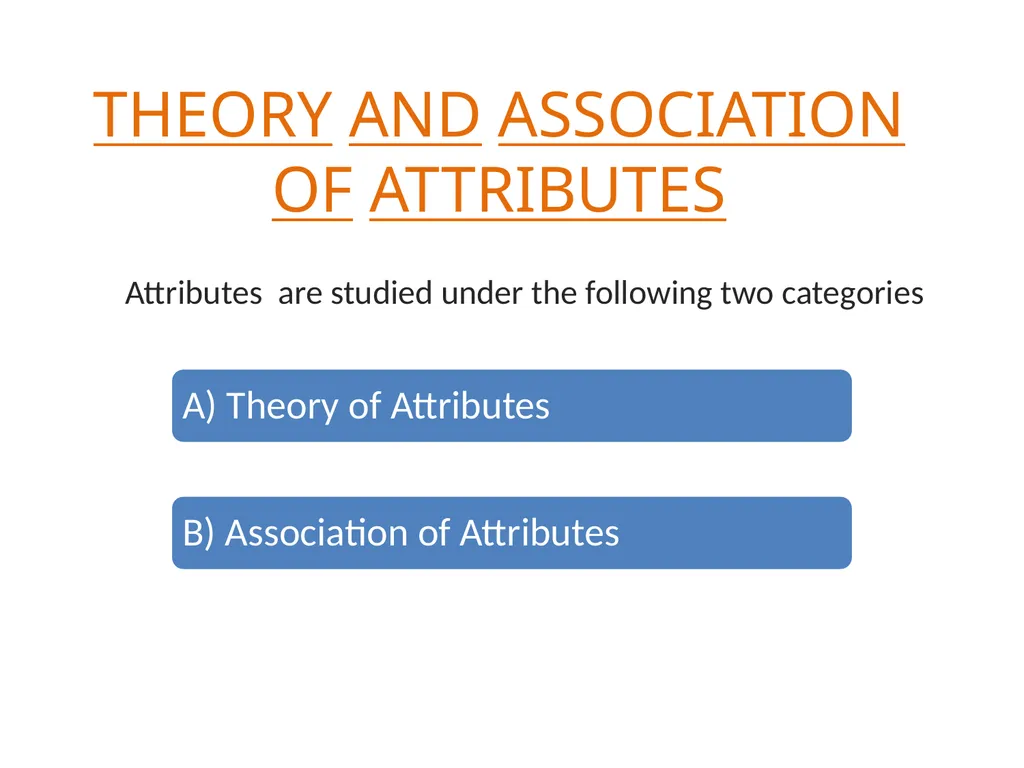 THEORY & ASSOCIATION 0F ATTRIBUTES THEORY AND - slide 2 of 27