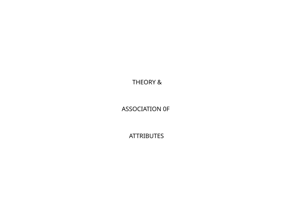 THEORY & ASSOCIATION 0F ATTRIBUTES THEORY AND