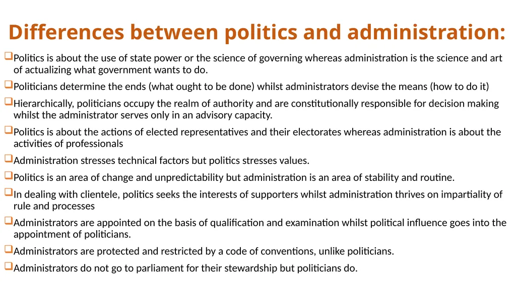 Politics-Administration Dichotomy Scope and Nature - slide 10 of 17