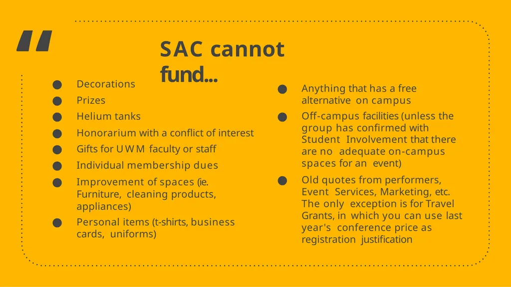 Student Appropriations Committee (SAC) Training - slide 14 of 43