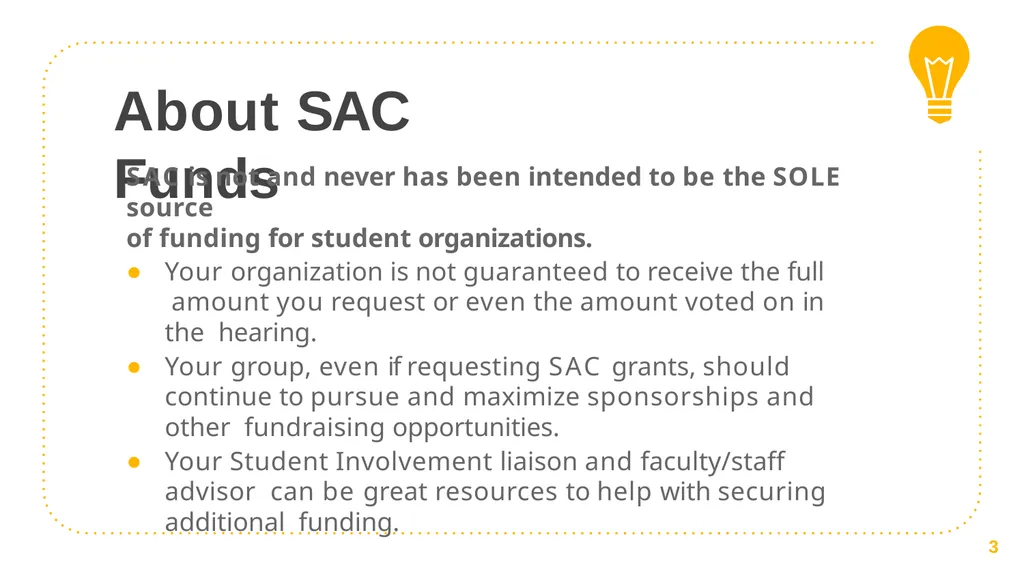 Student Appropriations Committee (SAC) Training - slide 3 of 43
