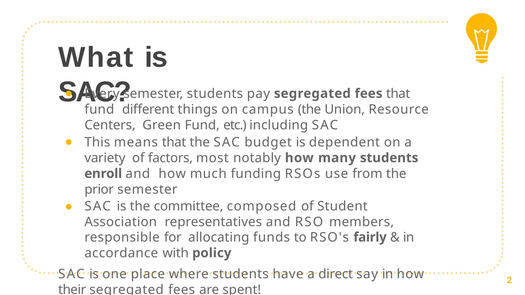Student Appropriations Committee (SAC) Training - slide 2 of 43