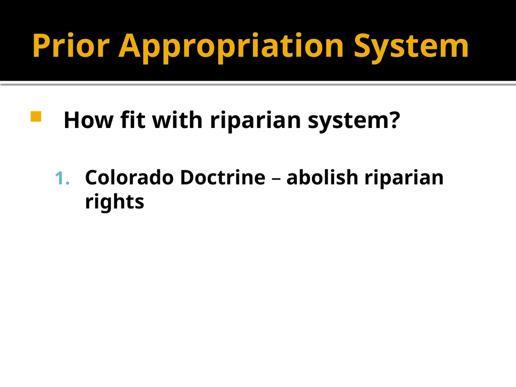 Water in Watercourses Riparian Rights System What - slide 11 of 20
