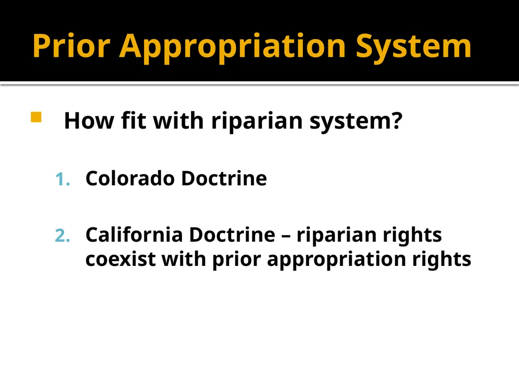 Water in Watercourses Riparian Rights System What - slide 12 of 20
