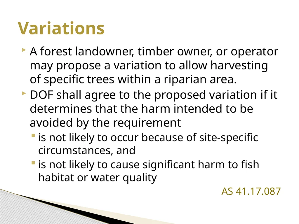 FRPA 101-E3 Riparian Management Standards Region - slide 45 of 55