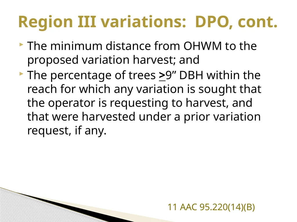 FRPA 101-E3 Riparian Management Standards Region - slide 49 of 55